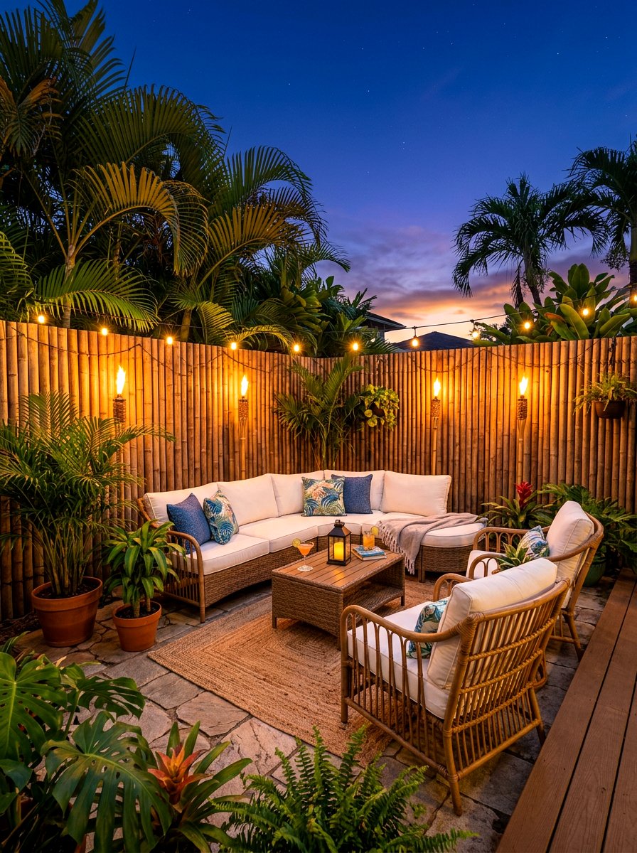 Bamboo fence patio - 30 twilight patio decor ideas