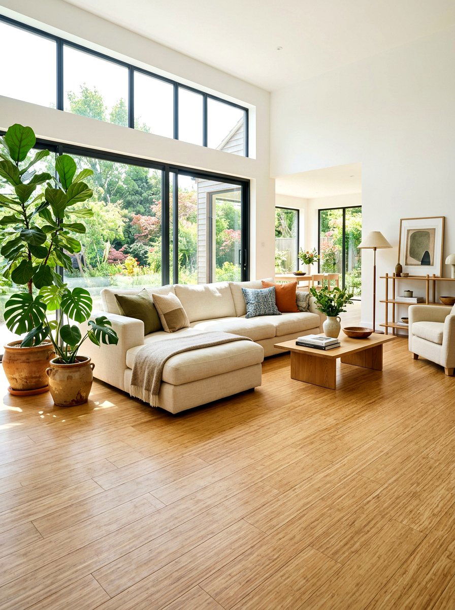 Bamboo floor living room - 30 sustainable home decor ideas
