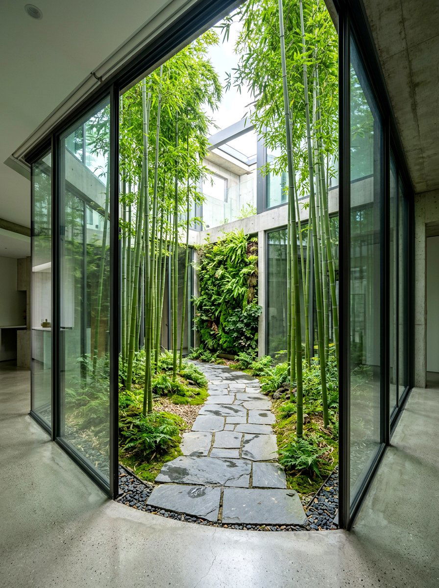 Bamboo forest courtyard - 30 indoor courtyard home ideas