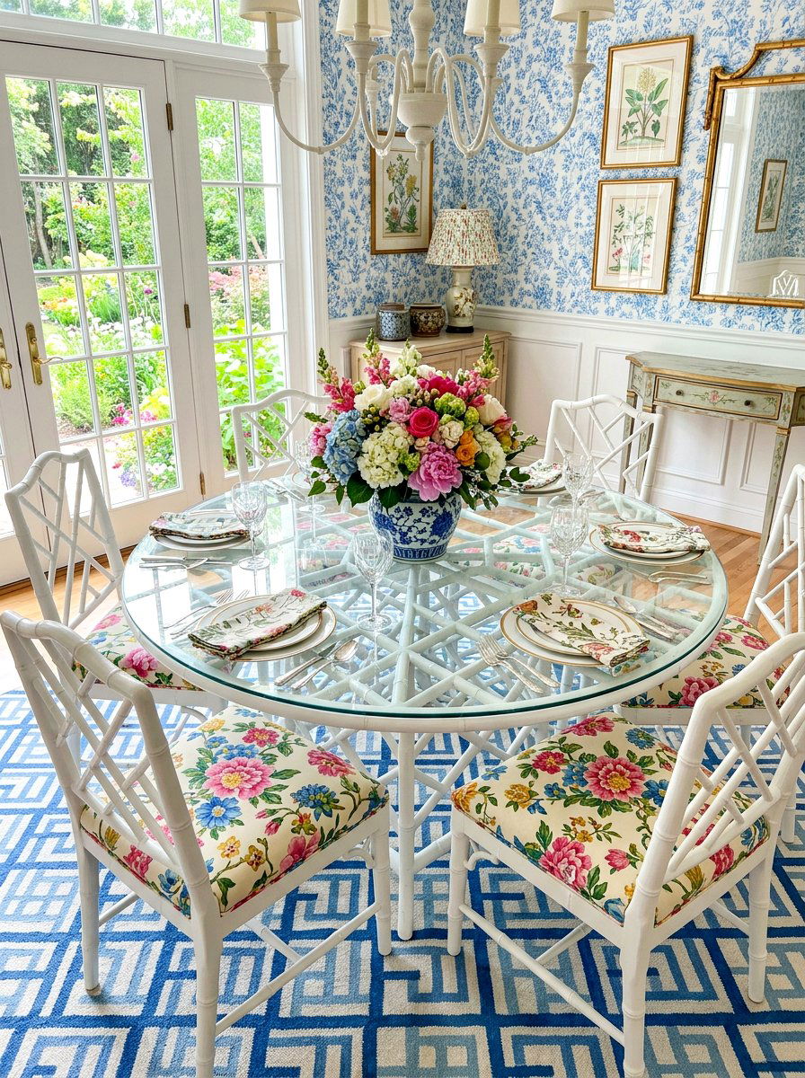 Bamboo fretwork chinoiserie dining table - 30 chinoiserie table ideas