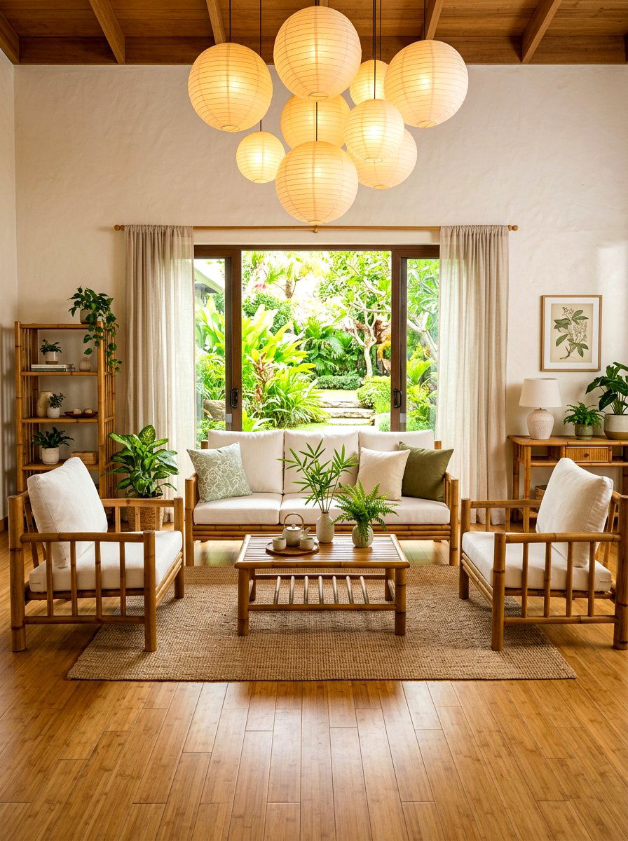 Bamboo furniture living room - 30 nature inspired living room ideas