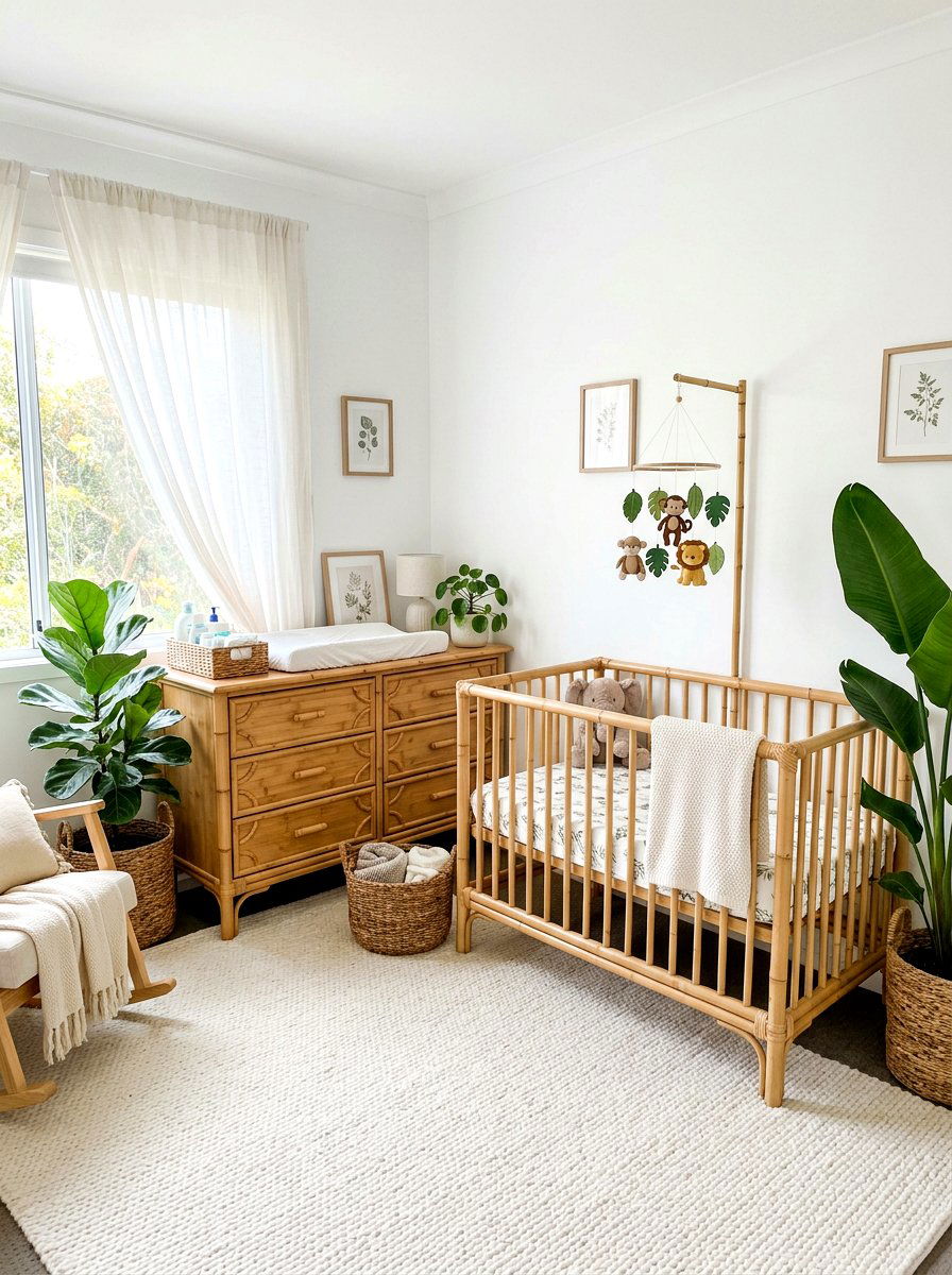 Bamboo furniture nursery - 30 boho nursery ideas