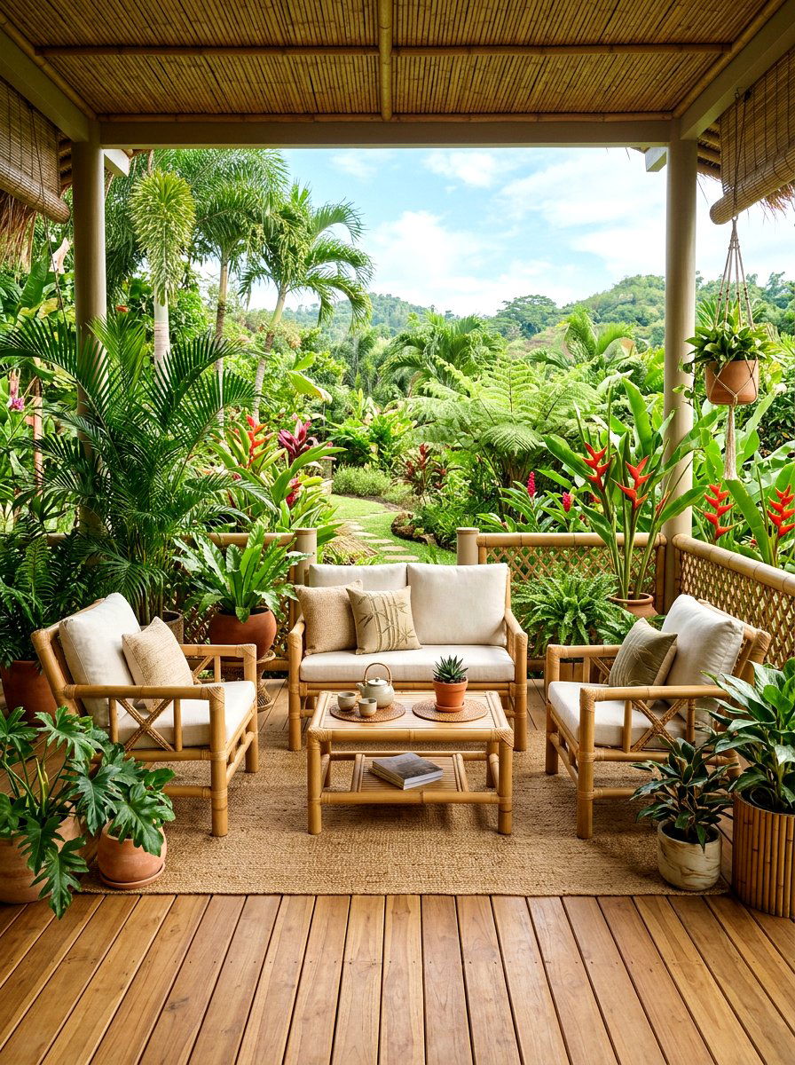 Bamboo furniture set - 30 veranda furniture ideas