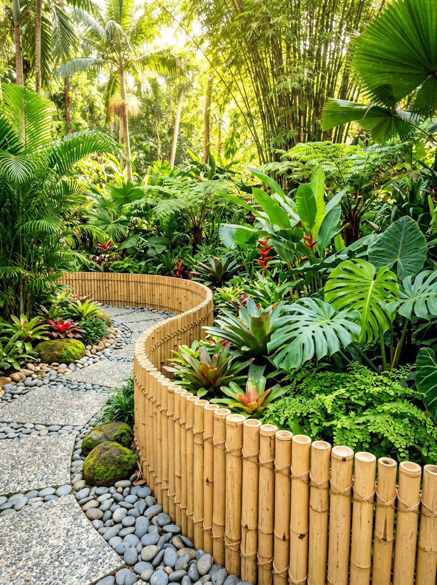 Bamboo garden borders - 30 lawn edging ideas