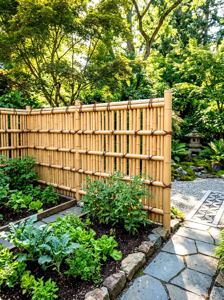 Bamboo garden fence - 30 vegetable garden fence ideas