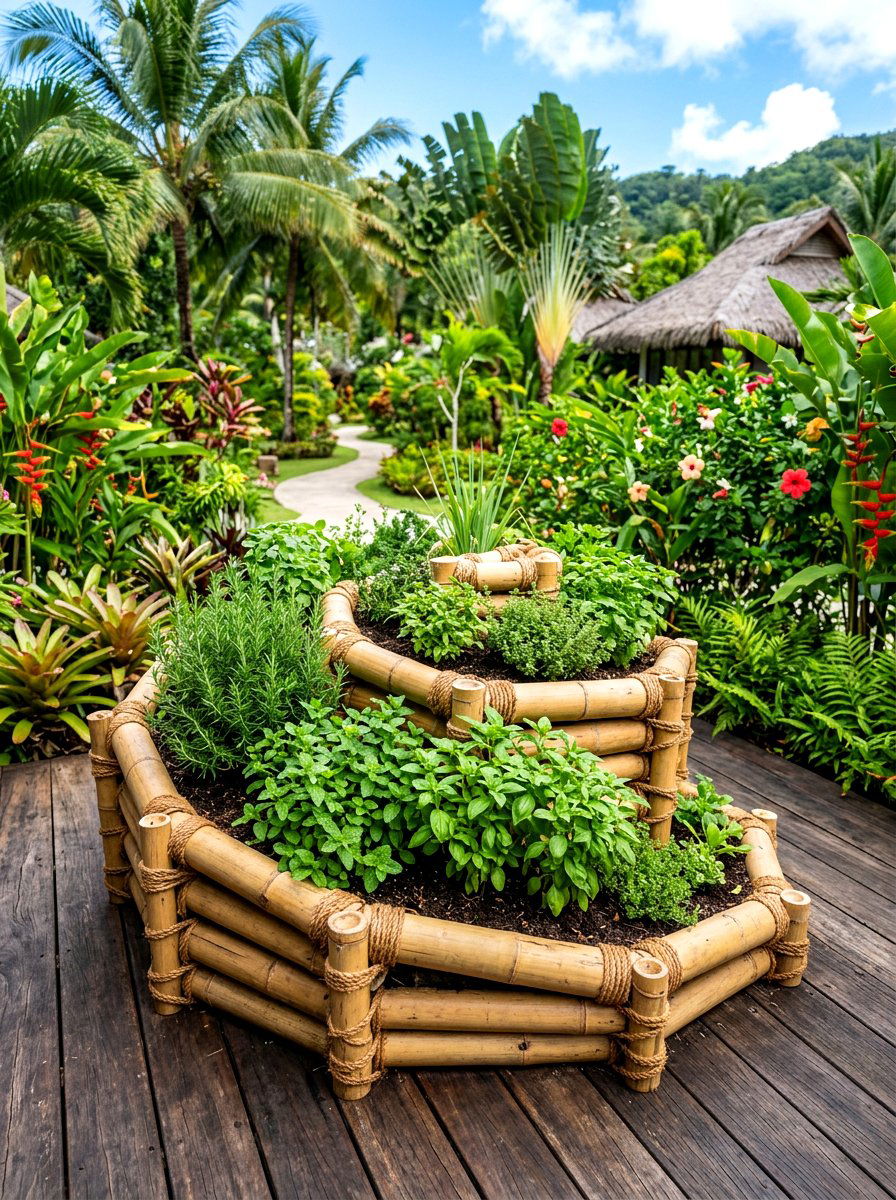 Bamboo herb spiral - 30 herb spiral ideas