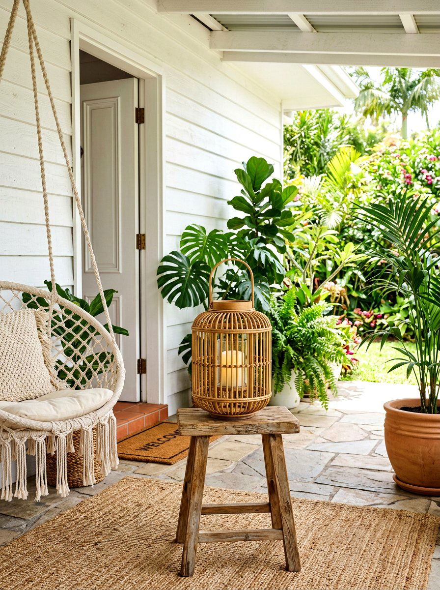 Bamboo lantern with glass insert - 30 porch lantern styling ideas