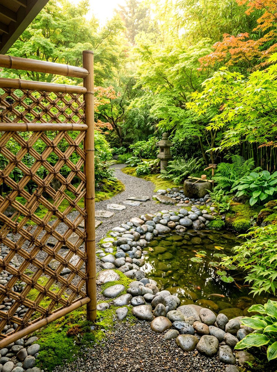 Bamboo lattice screen - 30 lattice screen patio ideas