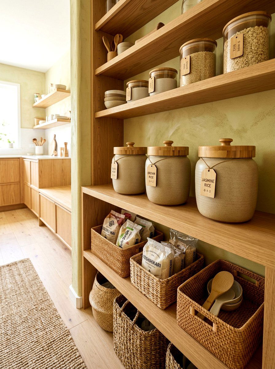 Bamboo lid rice jars - 30 pantry decanting ideas