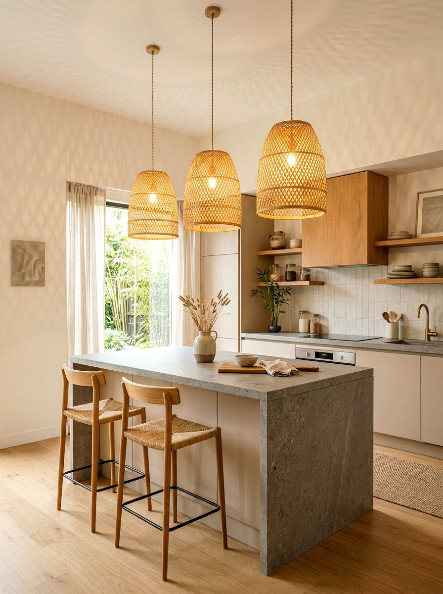 Bamboo light kitchen - 30 Japandi kitchen ideas