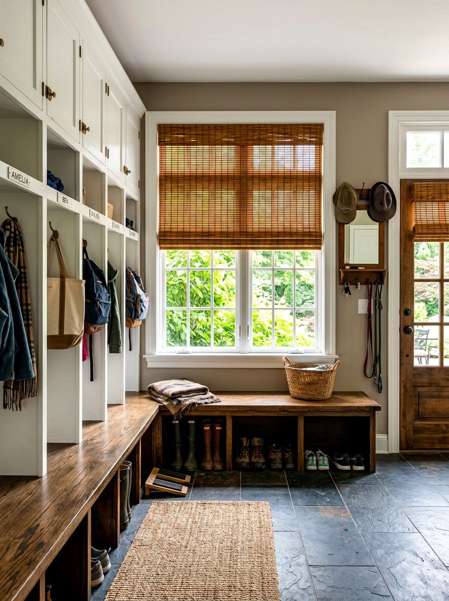 Bamboo mudroom window shades - 30 roman shade ideas
