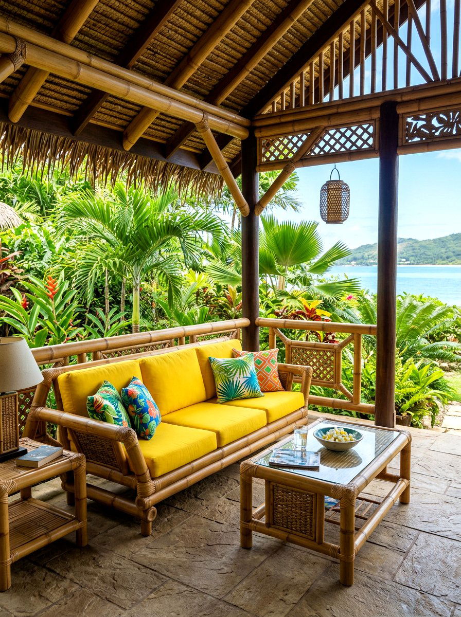 Bamboo outdoor lounge - 30 wooden patio furniture ideas