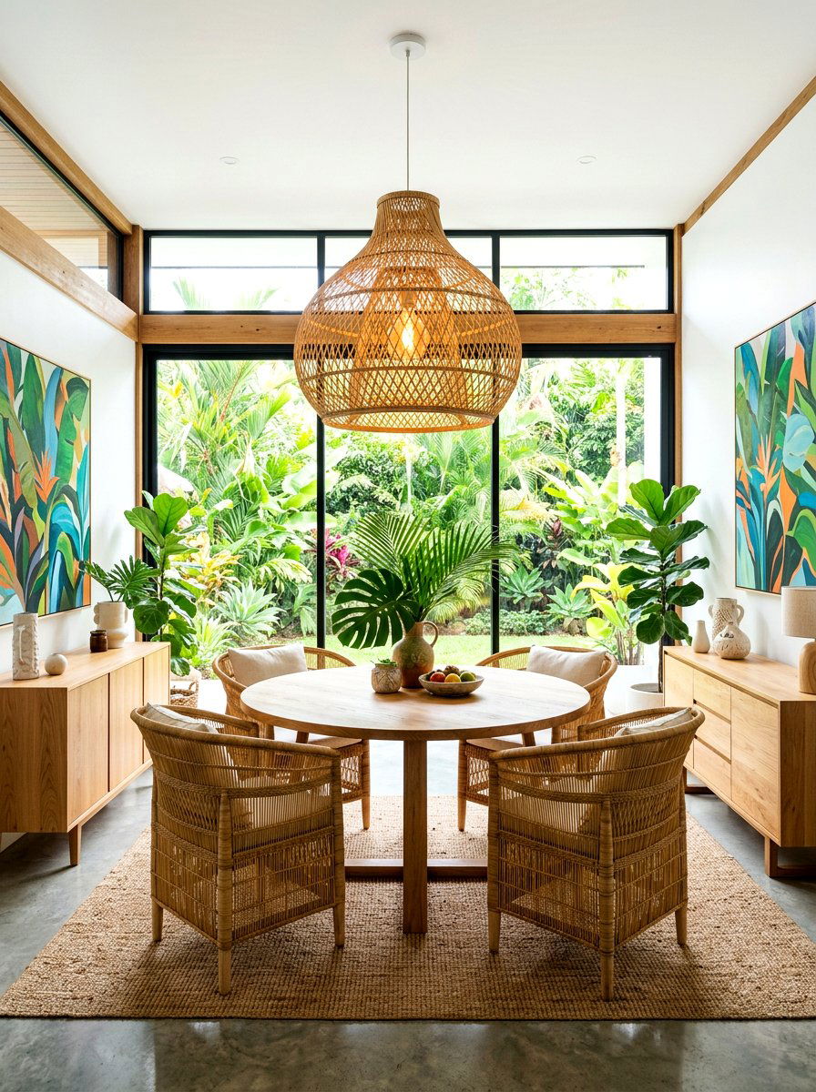 Bamboo pendant light - 30 surf shack decor ideas