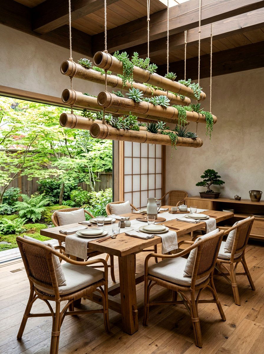 Bamboo pipe planter - 30 hanging planter ideas