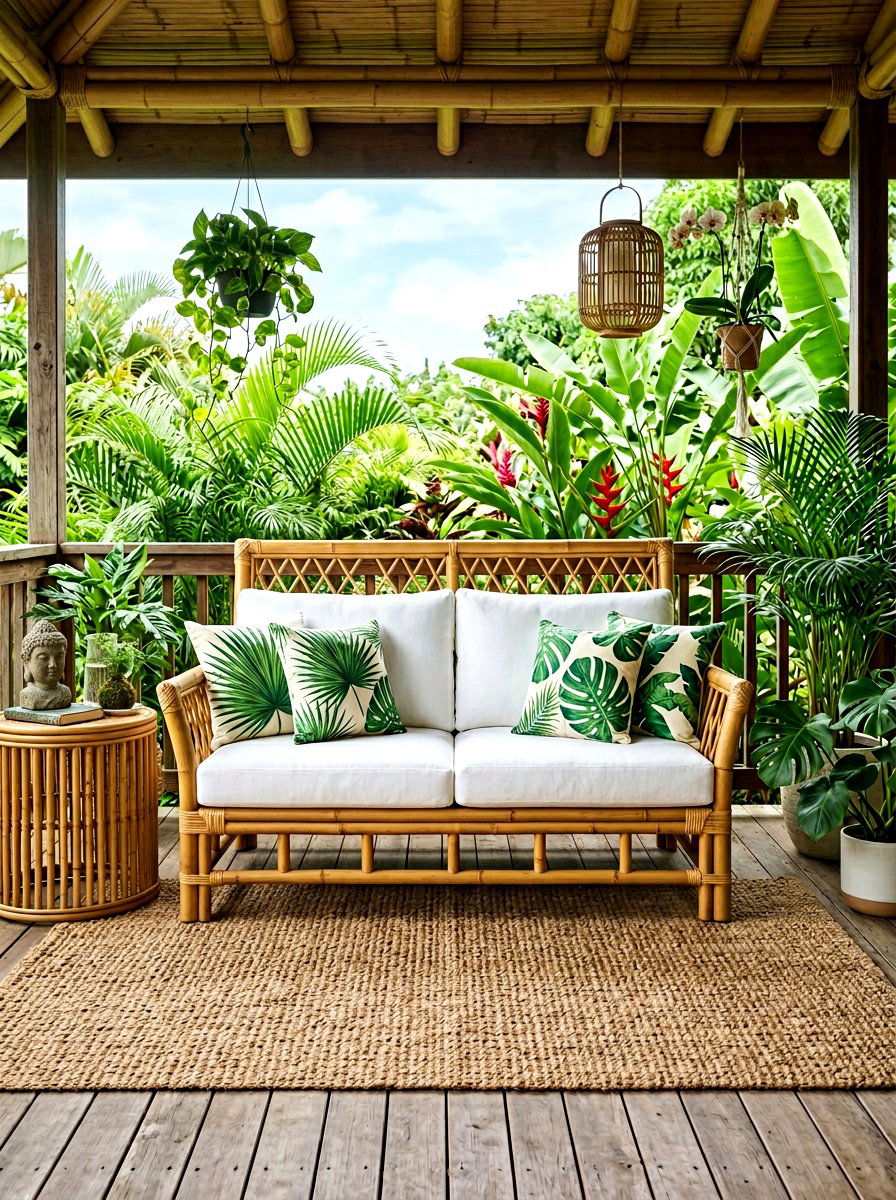 Bamboo porch loveseat - 30 loveseat porch seating ideas
