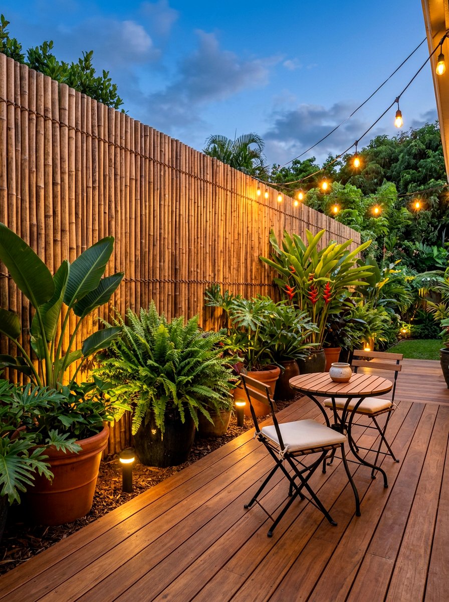 Bamboo privacy fence - 30 evening patio party ideas