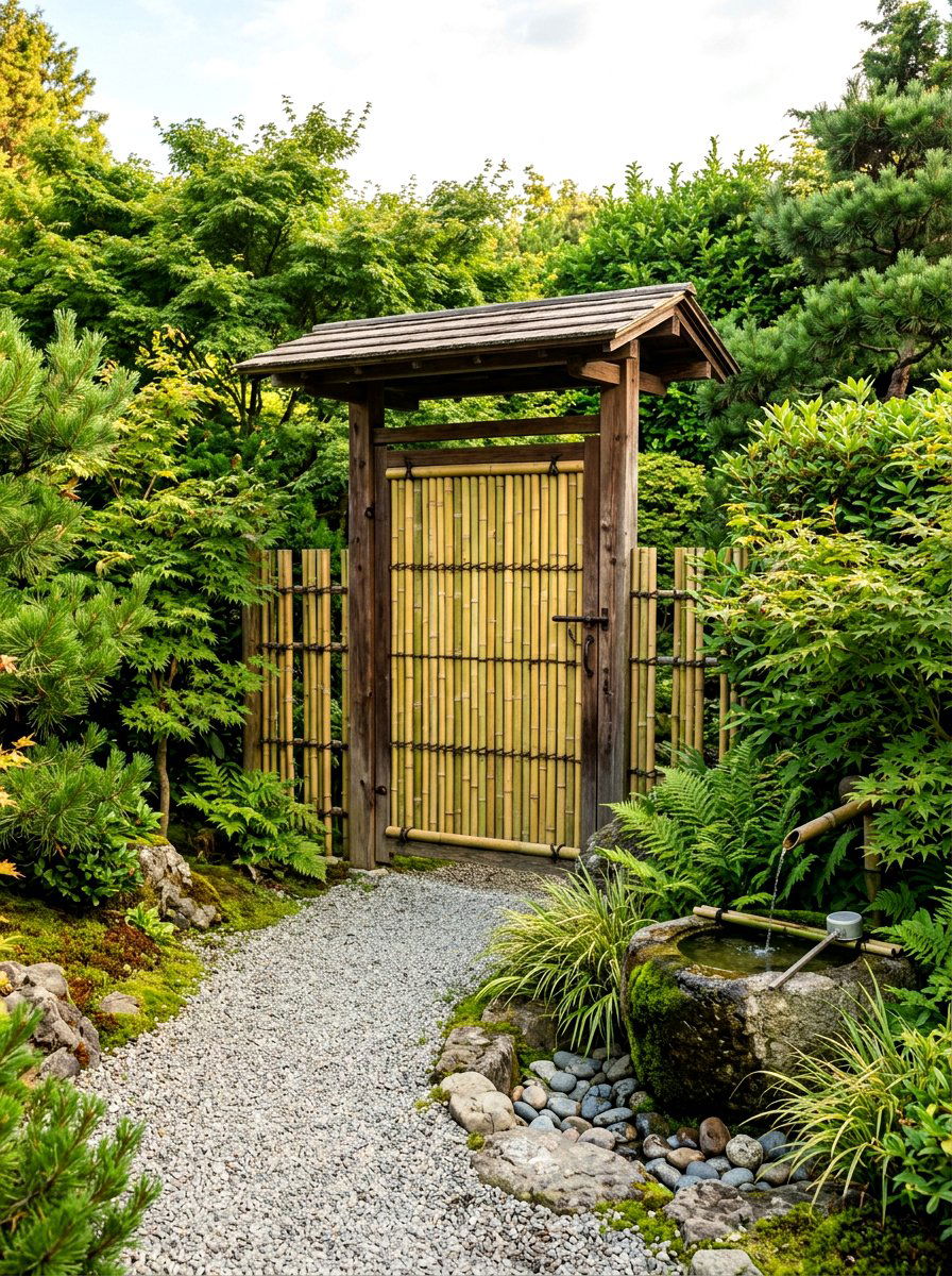 Bamboo privacy gate - 30 cottage gate curb appeal ideas
