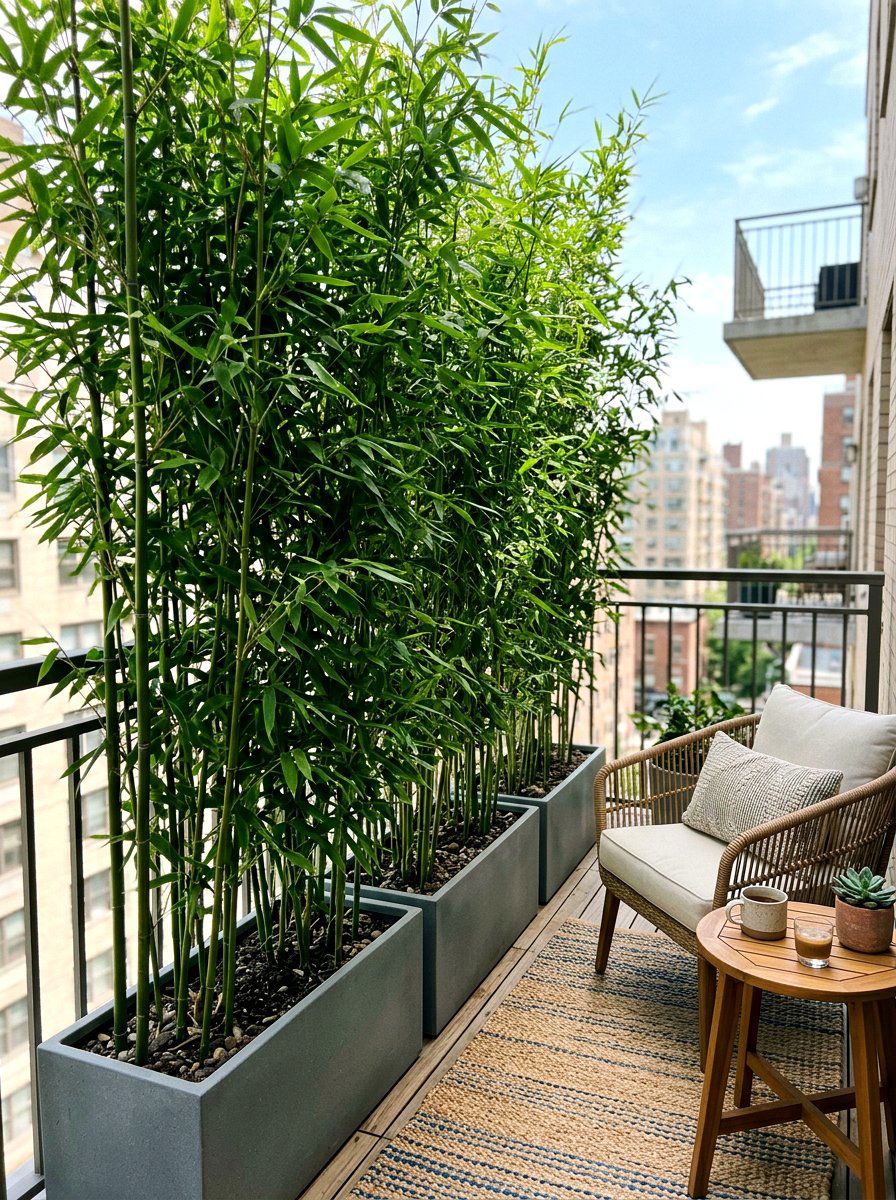 Bamboo privacy screen - 30 apartment garden ideas