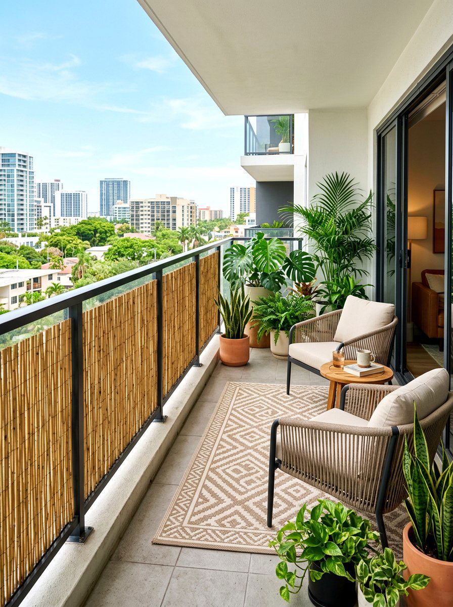 Bamboo privacy screen - 30 apartment patio privacy ideas