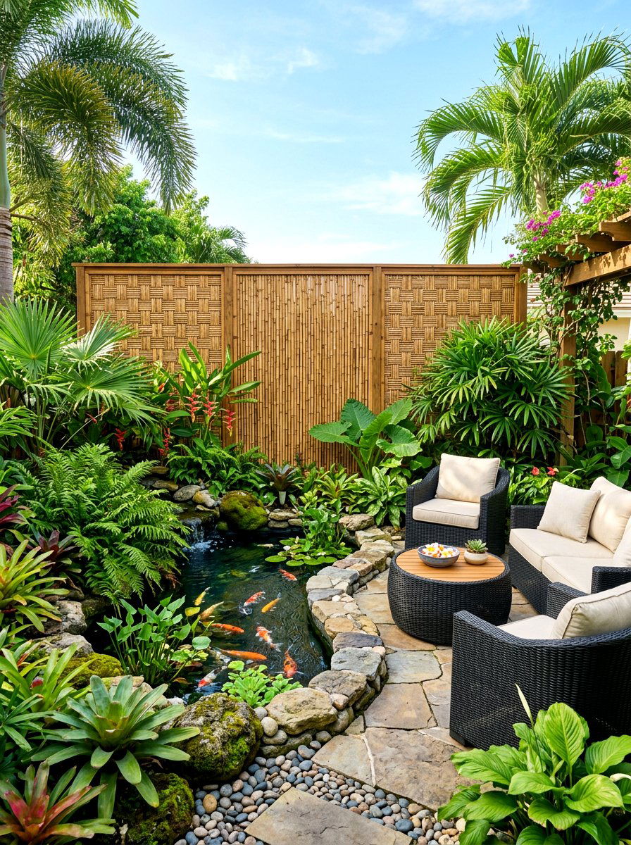 Bamboo privacy screen - 30 walled garden backyard ideas