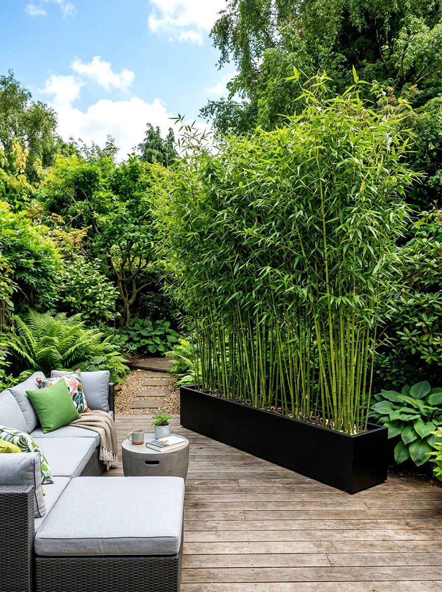 Bamboo privacy screen - 30 courtyard garden ideas
