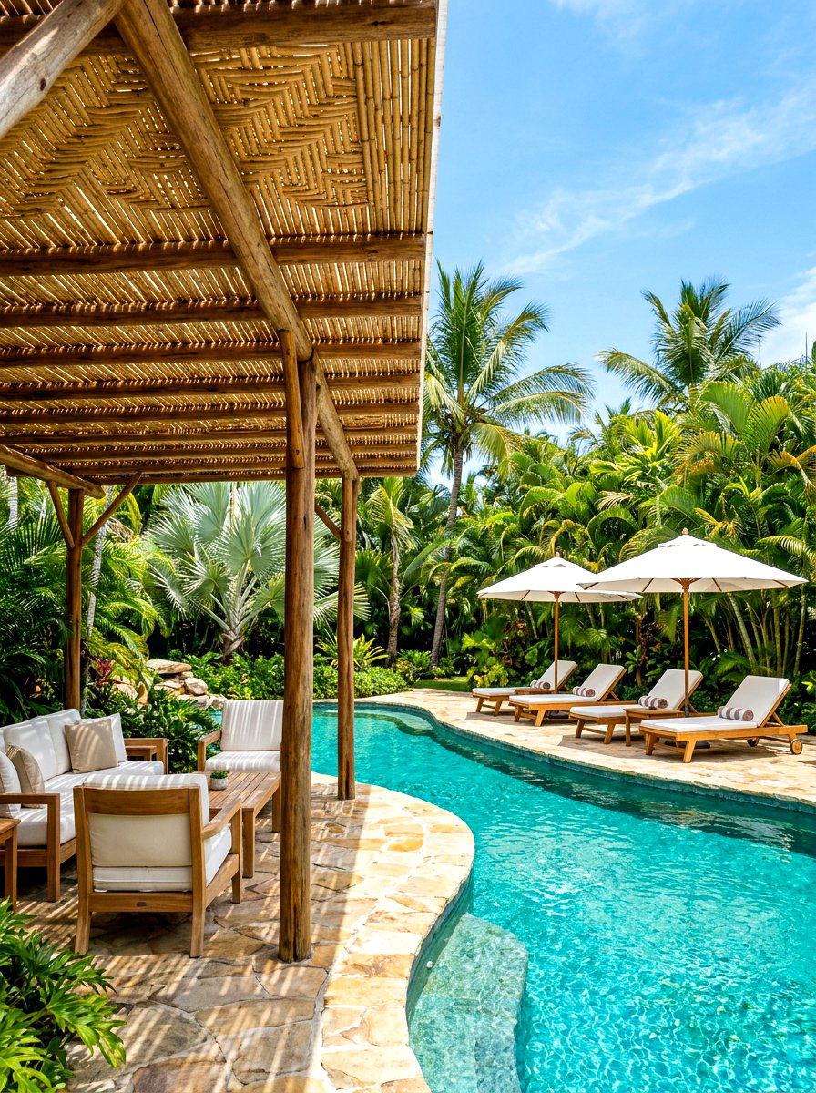Bamboo reed screen - 30 pergola roof ideas