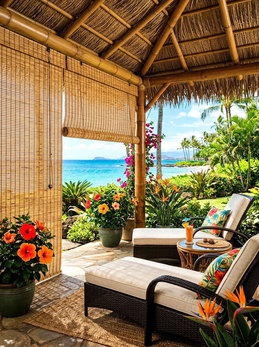 Bamboo roll up curtains - 30 cabana curtain ideas