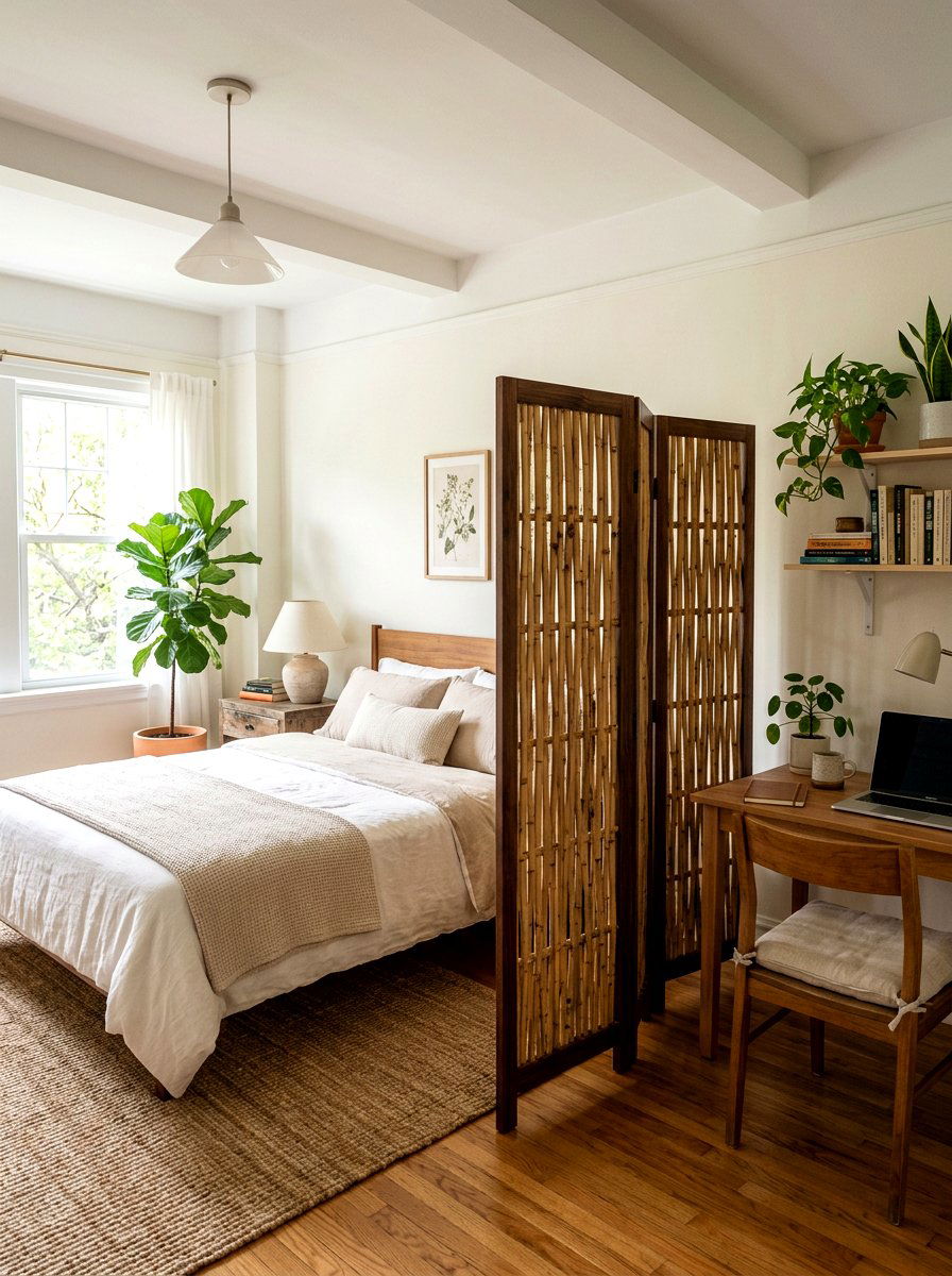 Bamboo room divider - 30 calm sensory bedroom decor ideas