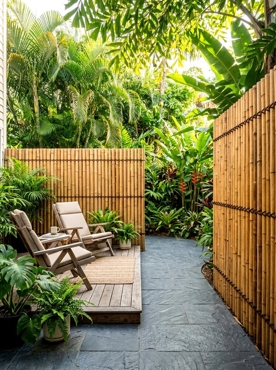 Bamboo screen courtyard - 30 enclosed courtyard ideas