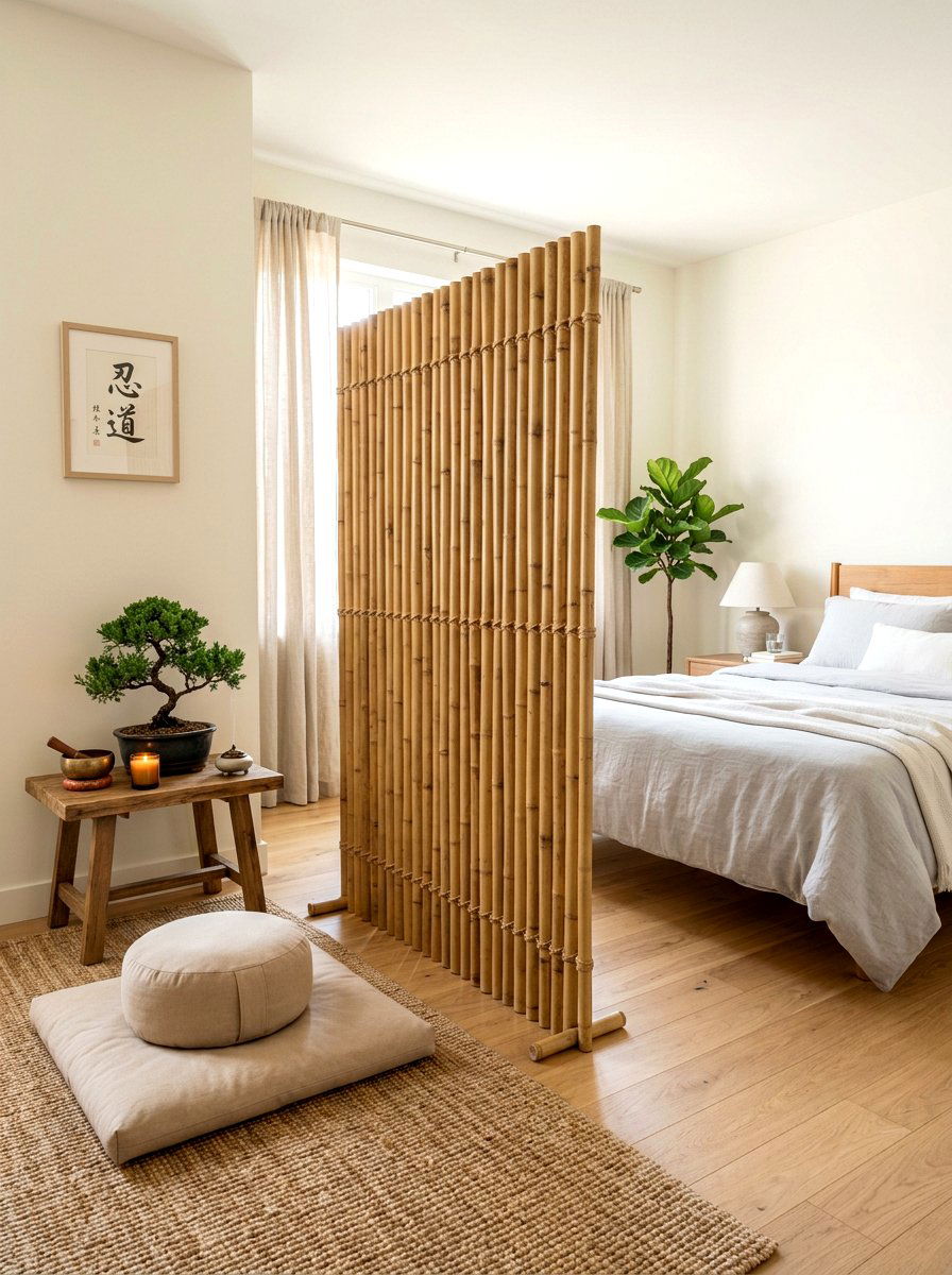 Bamboo screen divider - 30 partial divider studio ideas