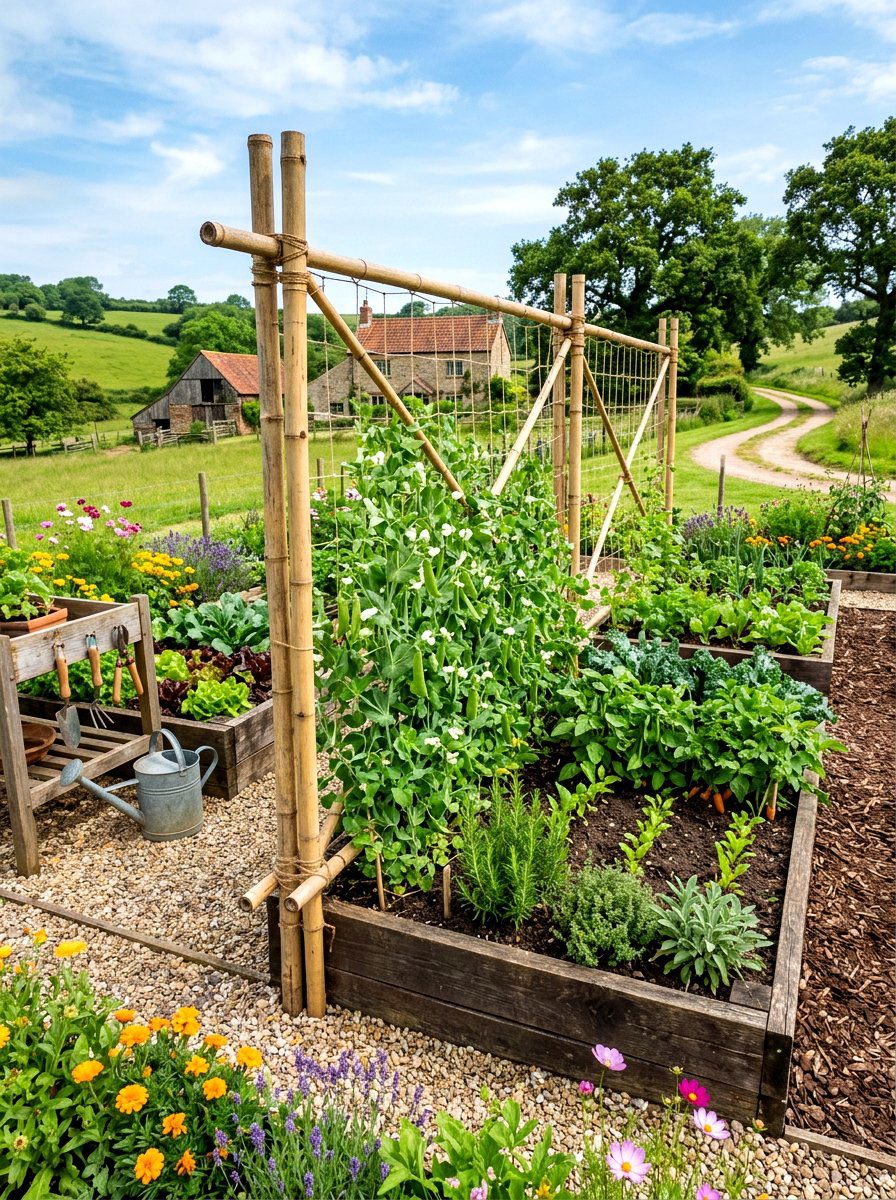 Bamboo screen for vegetable garden - 30 bamboo planter screen ideas
