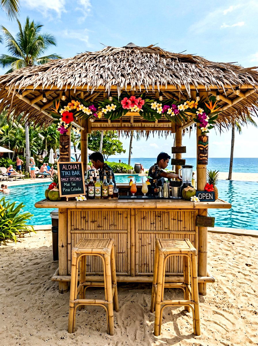 Bamboo tiki bar - 30 backyard bar ideas