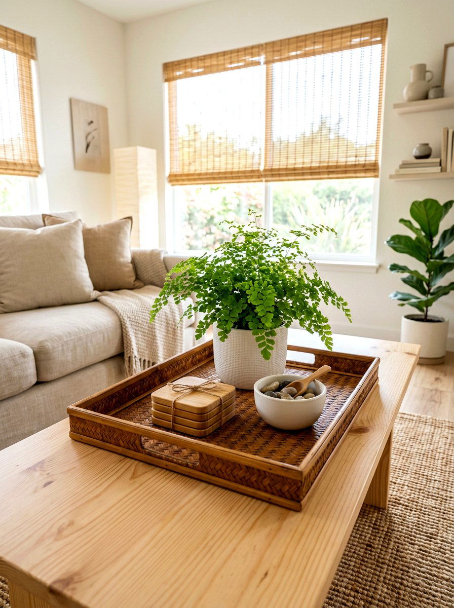 Bamboo tray styling - 30 coffee table tray styling ideas