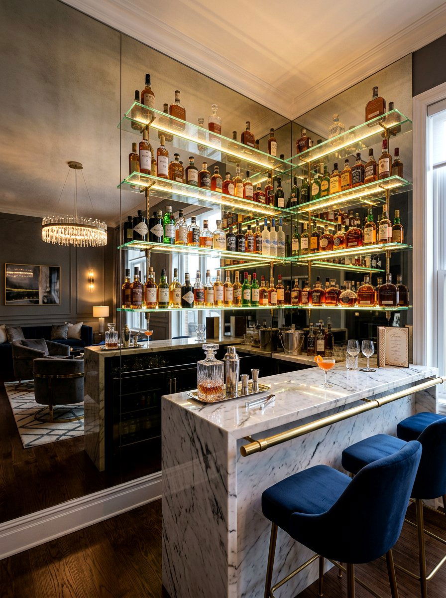 Bar Area Mirror Wall - 30 floor to ceiling mirror wall ideas