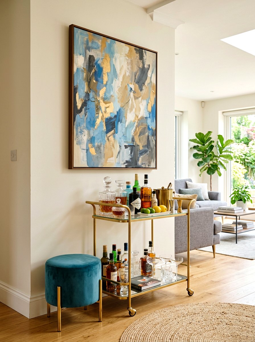 Bar Cart Corner - 30 open plan with cozy zones ideas