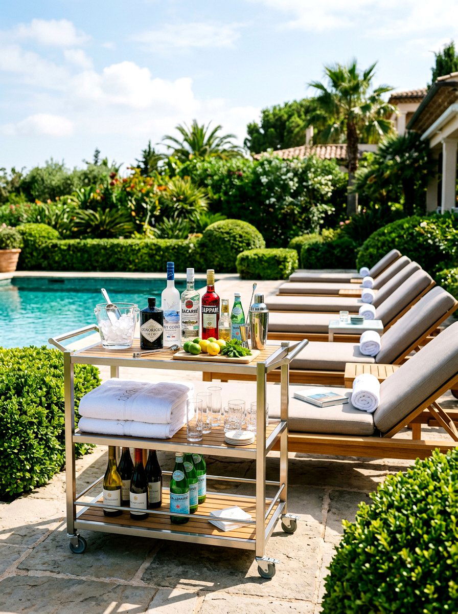 Bar Cart Station - 30 poolside furniture ideas