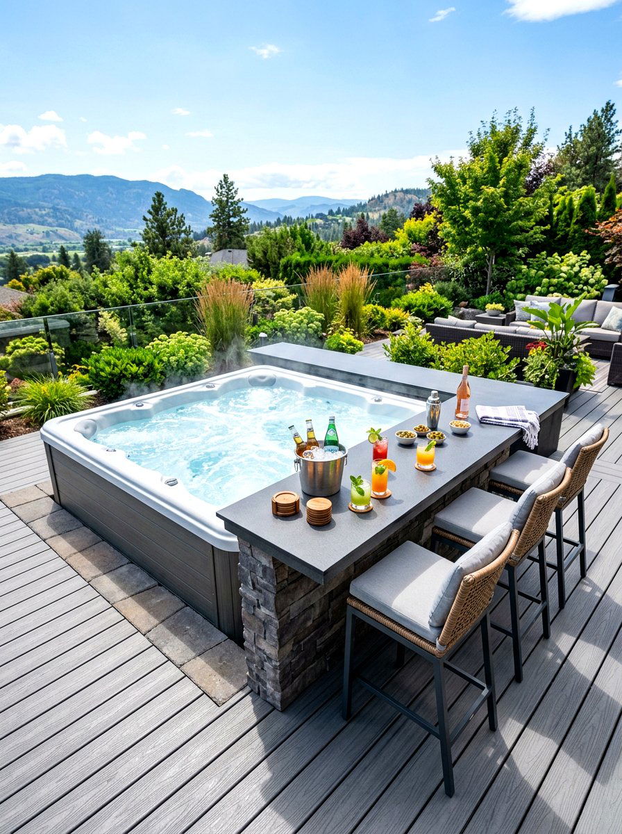 Bar Counter Seating - 30 hot tub patio decor ideas aesthetic