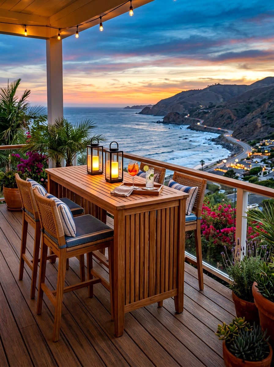 Bar Height Outdoor Table - 30 evening backyard lounge ideas