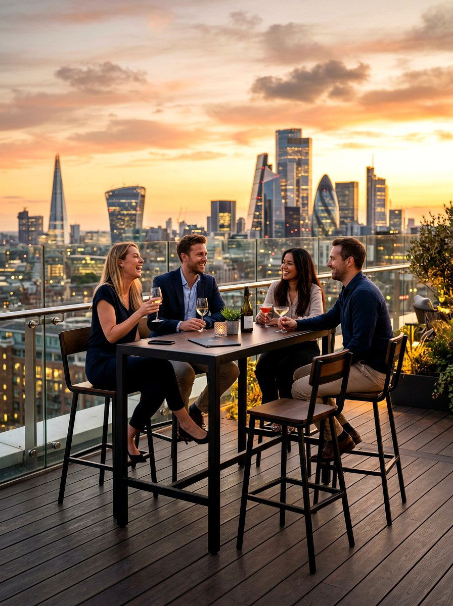 Bar Height Table And Stools - 30 terrace seating ideas