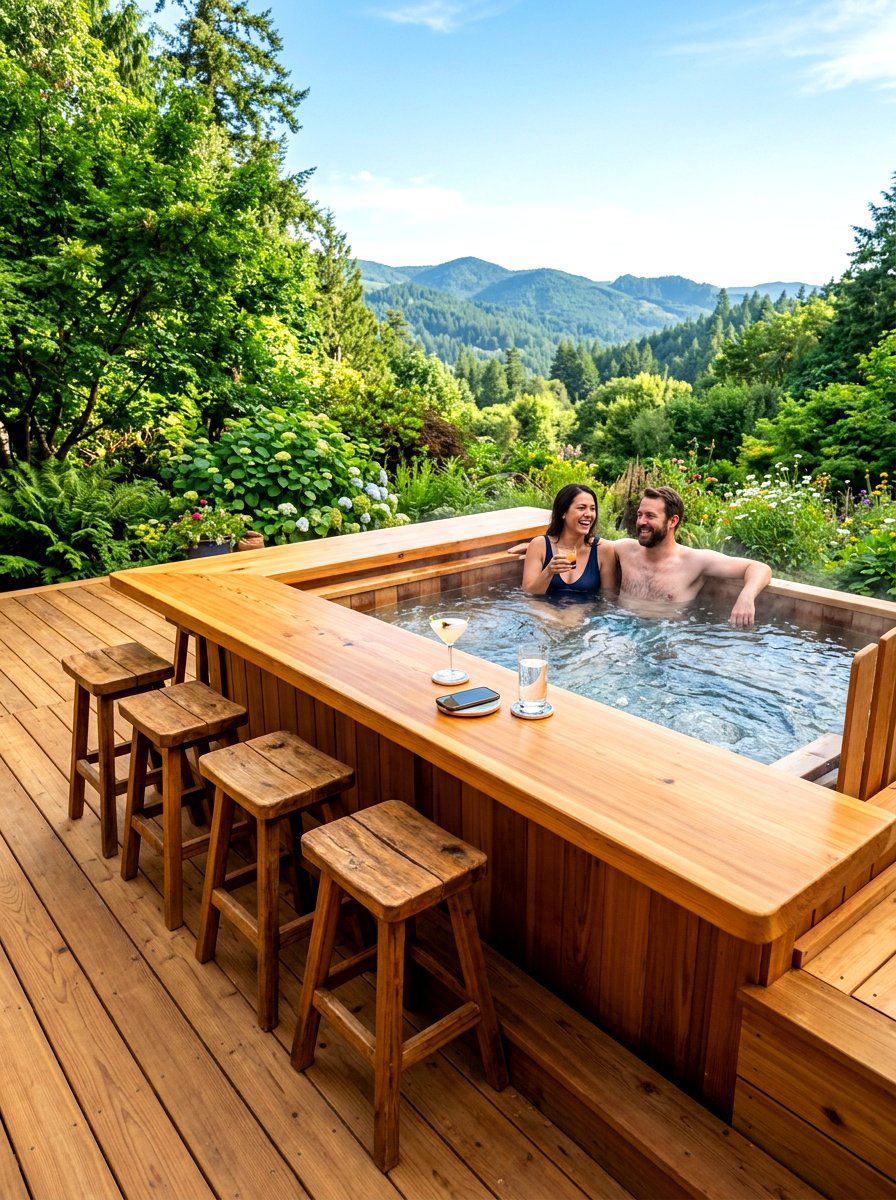 Bar Top Hot Tub Railing - 30 hot tub deck ideas