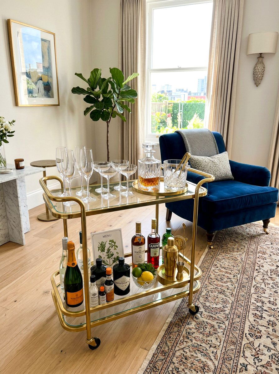 Bar cart glassware - 30 glassware display ideas