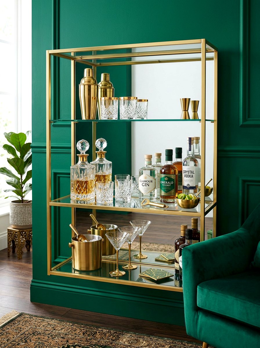 Bar cart wall shelf - 30 wall shelf decor ideas
