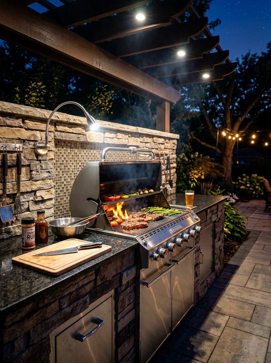 Barbecue Station Lighting - 30 outdoor structure lighting ideas