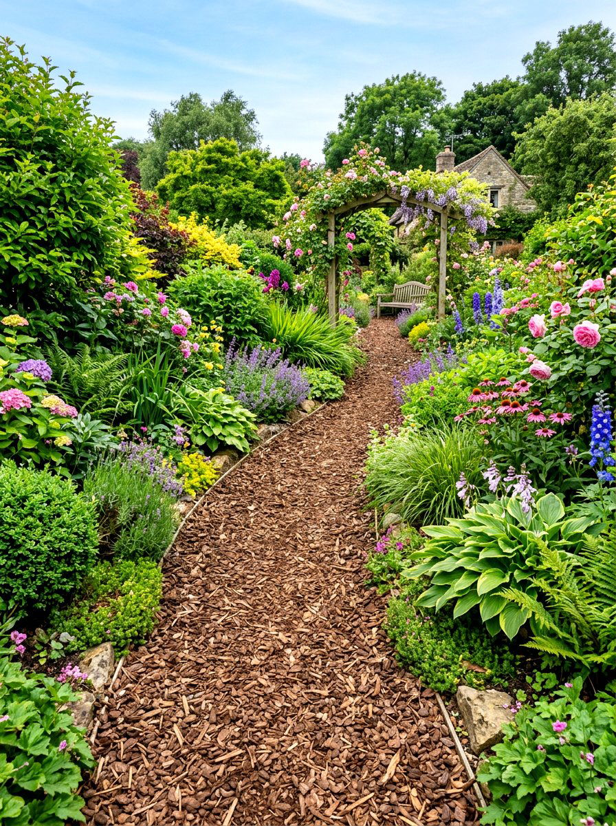 Bark Mulch - 30 woodland garden ideas