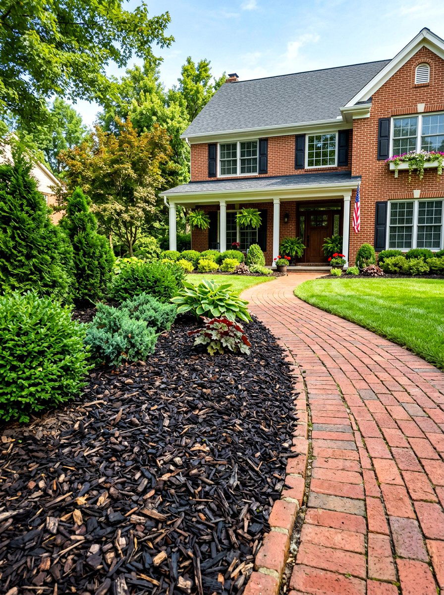Bark Mulch Bed - 30 no mow front yard ideas
