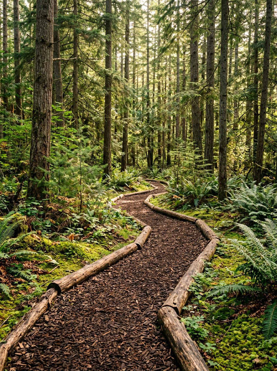 Bark Mulch Garden Walkway - 30 curved walkway ideas
