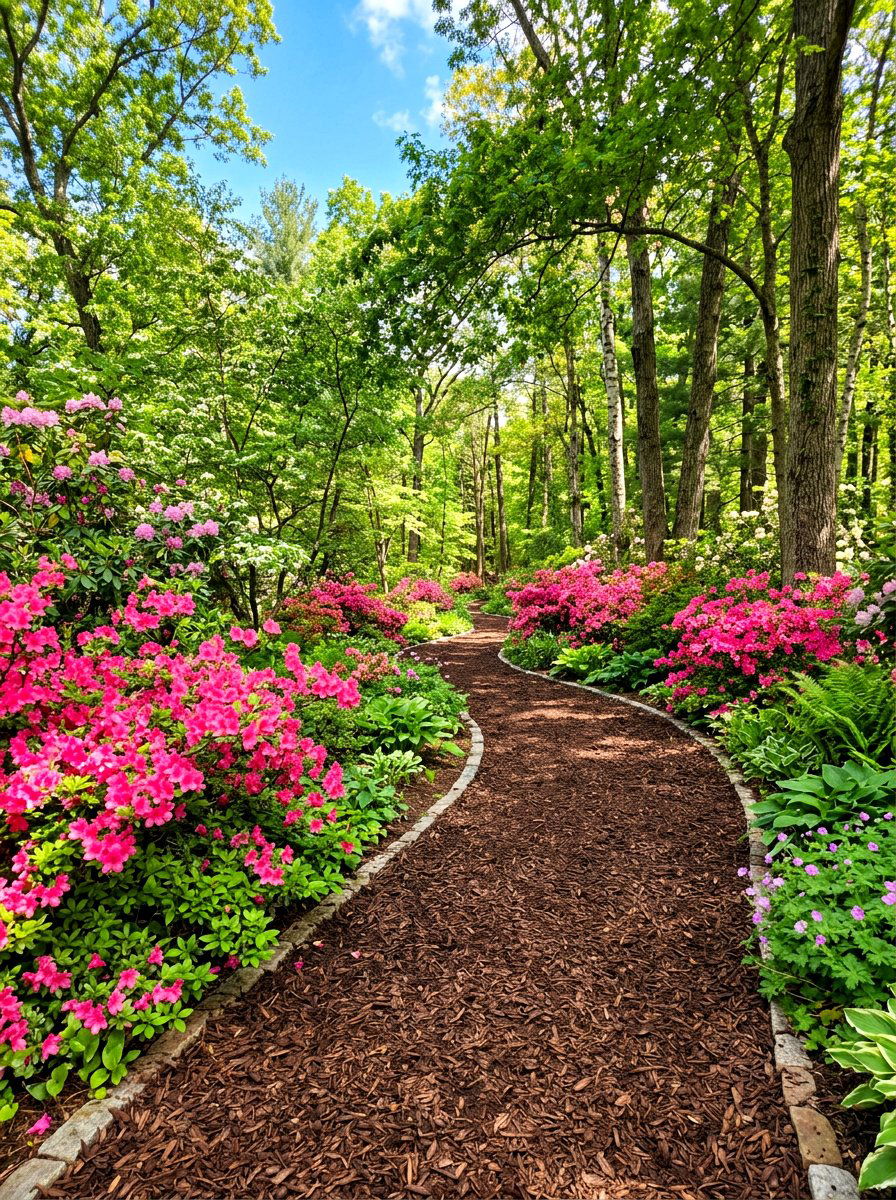 Bark mulch path - 30 woodland path ideas