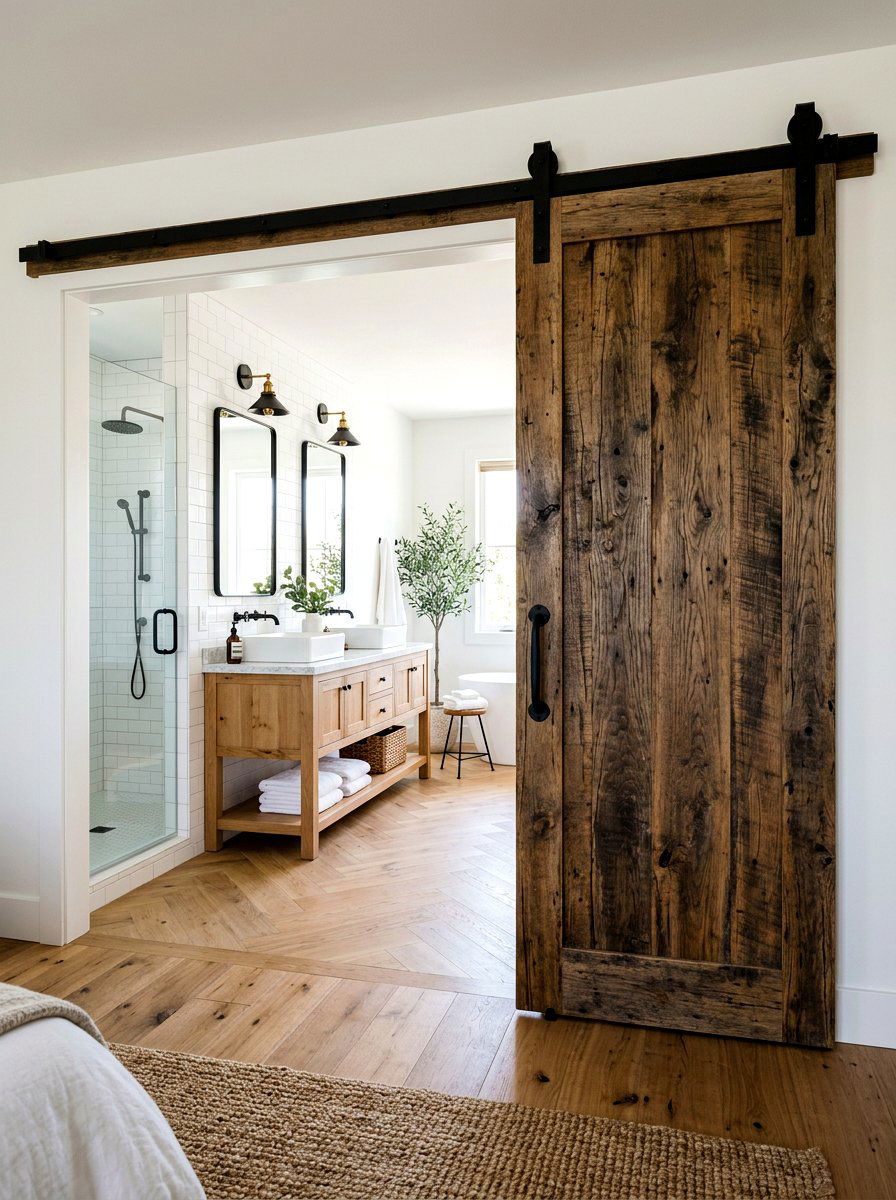 Barn Door Bathroom - 30 rustic luxury bathroom ideas