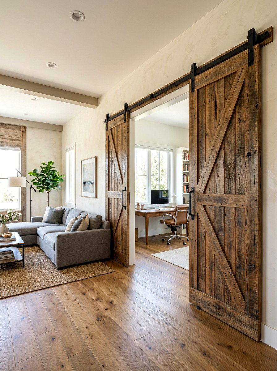 Barn Door Living Space - 30 barn style home ideas