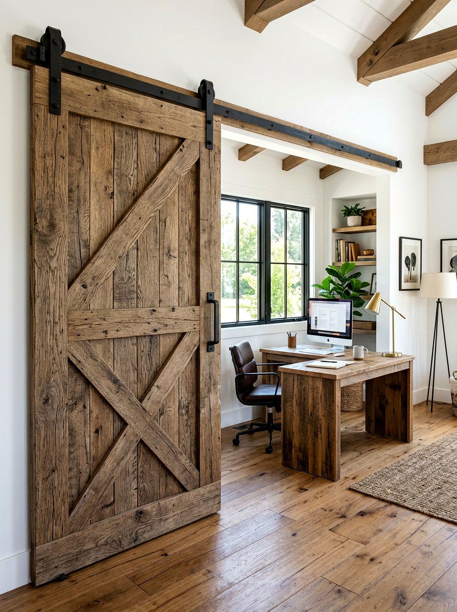 Barn Door Office - 30 farmhouse home office ideas